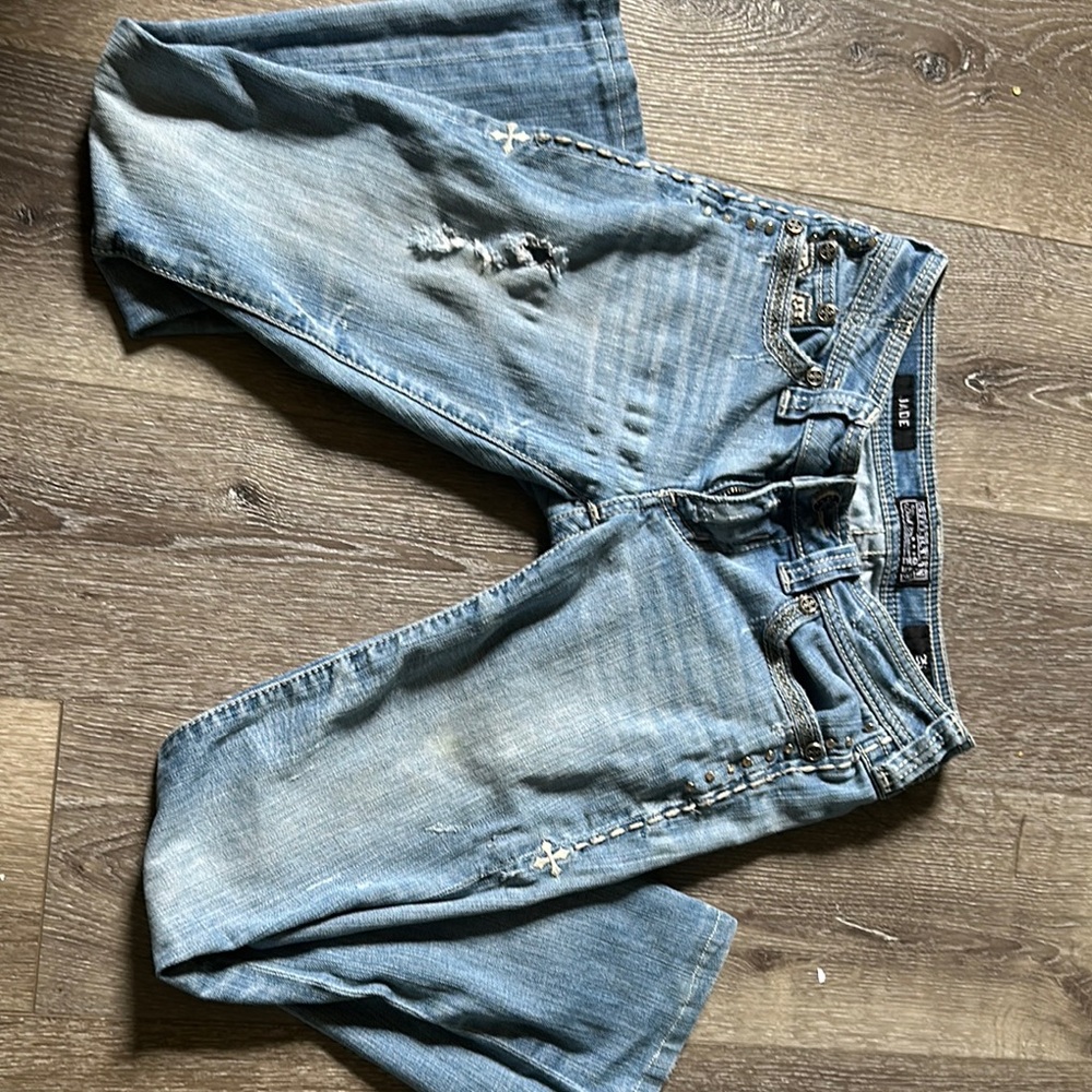 Affliction Boot Cut Blue Jeans with Natural Fading